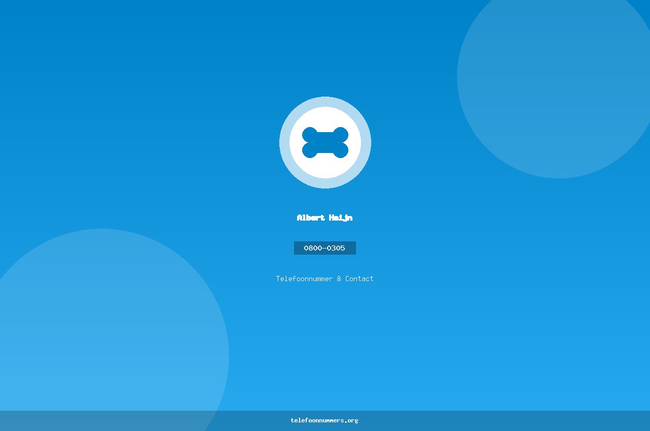 Telefoonnummer van Albert Heijn: 0800-0305