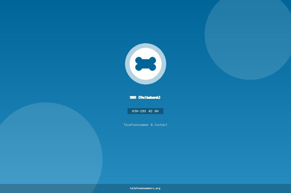 Telefoonnummer van SNS (Volksbank): 030-291 42 00