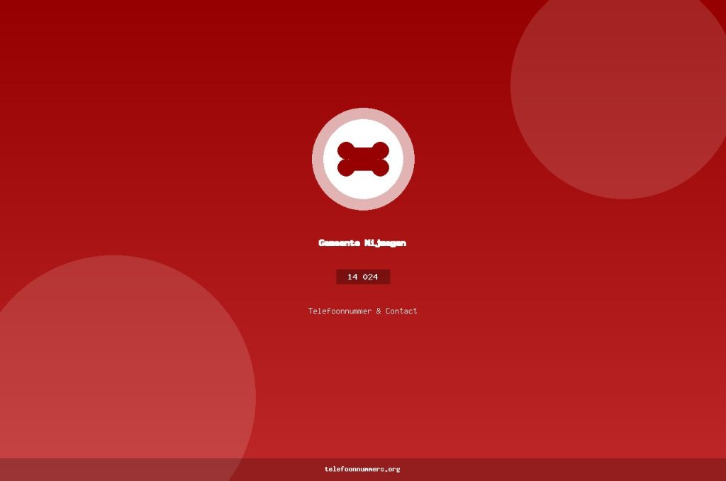 Telefoonnummer van Gemeente Nijmegen: 14 024