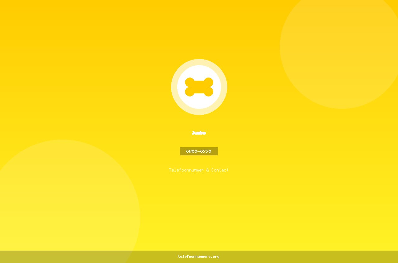 Telefoonnummer van Jumbo: 0800-0220