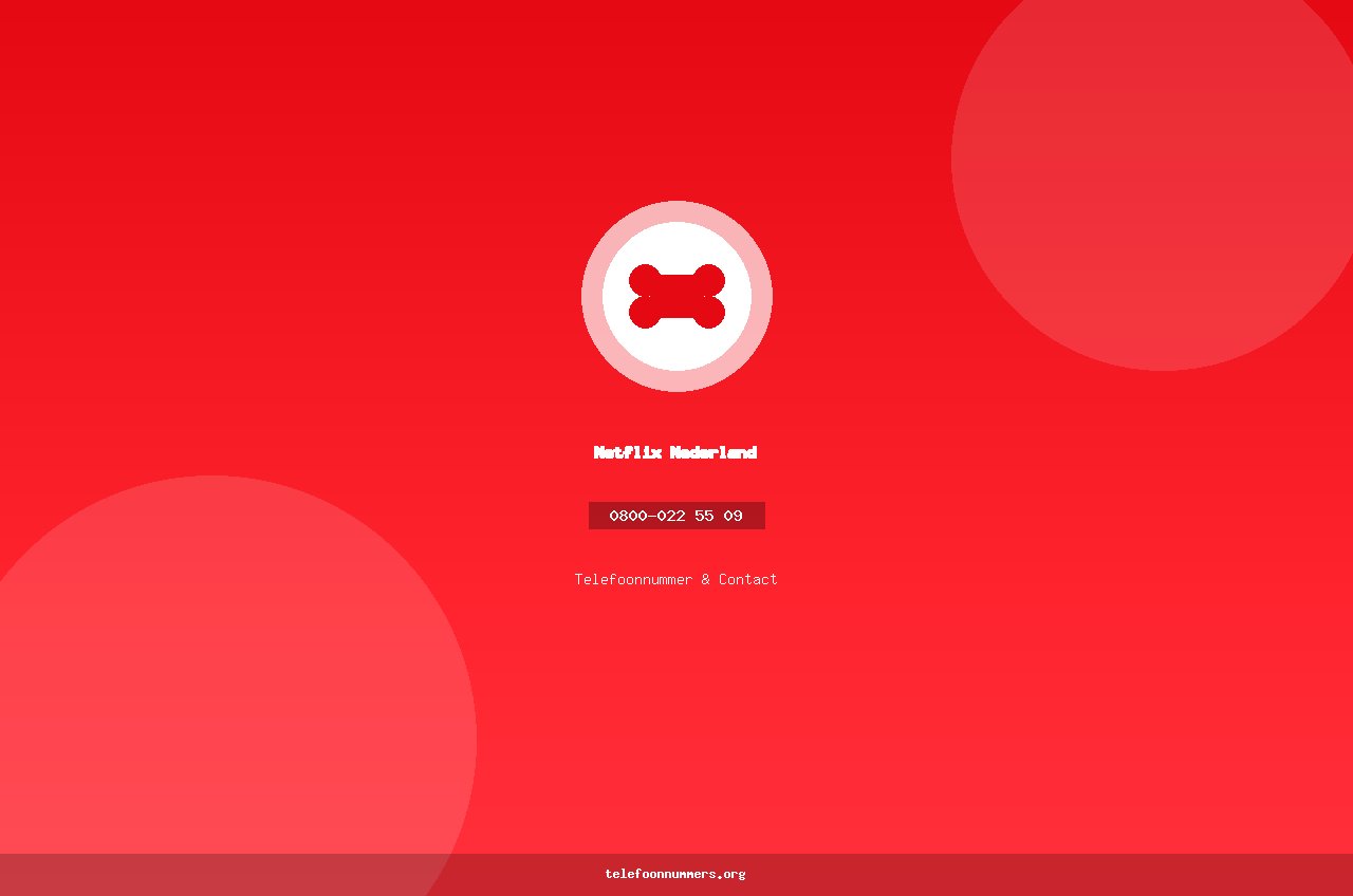 Telefoonnummer van Netflix Nederland: 0800-022 55 09